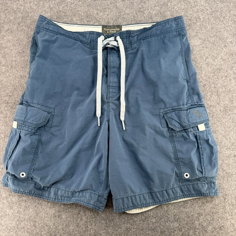 Abercrombie & Fitch Swim Trunks Mens XL Cargo Board Shorts Blue EUC